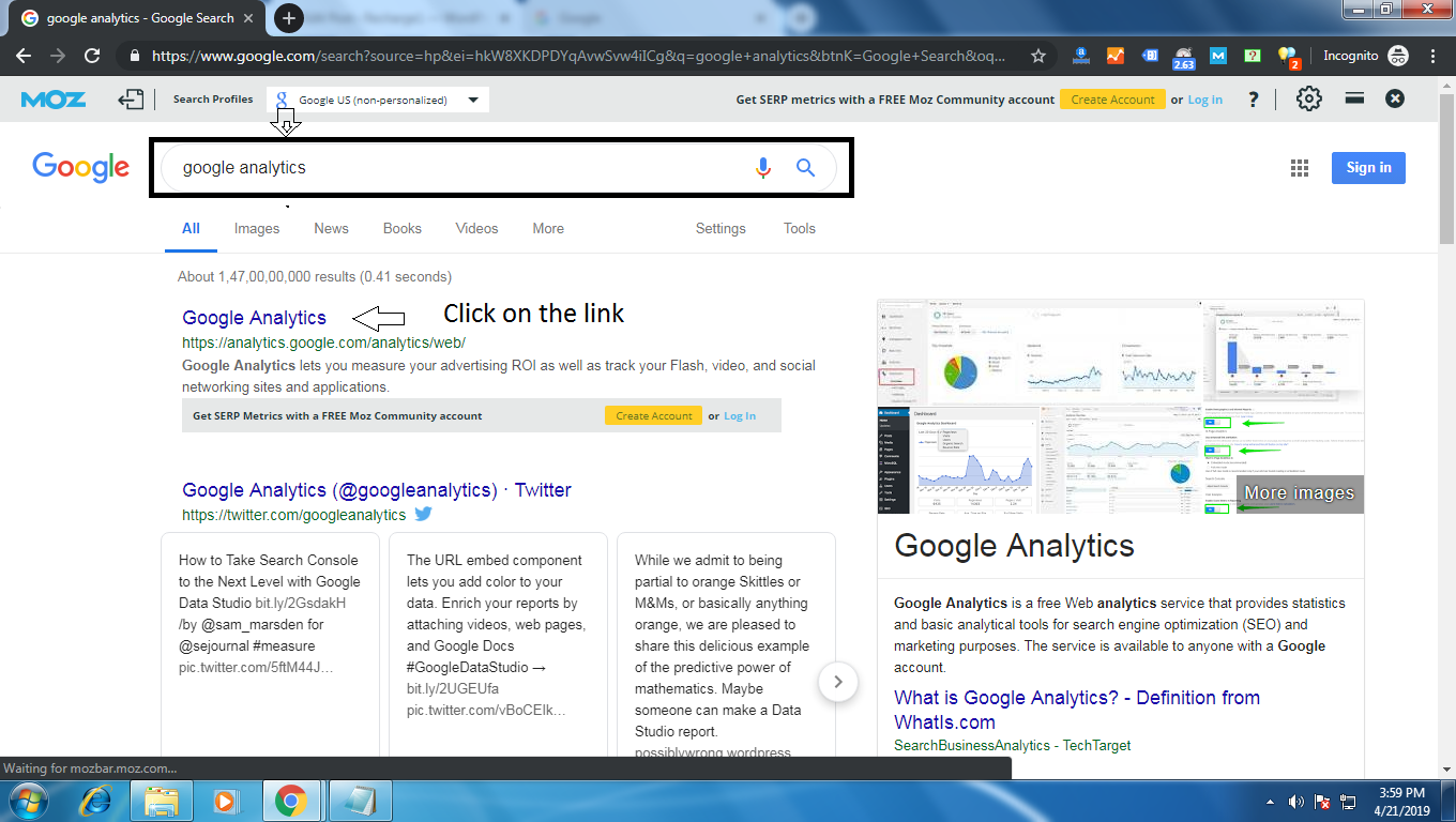 Search Google Analytics