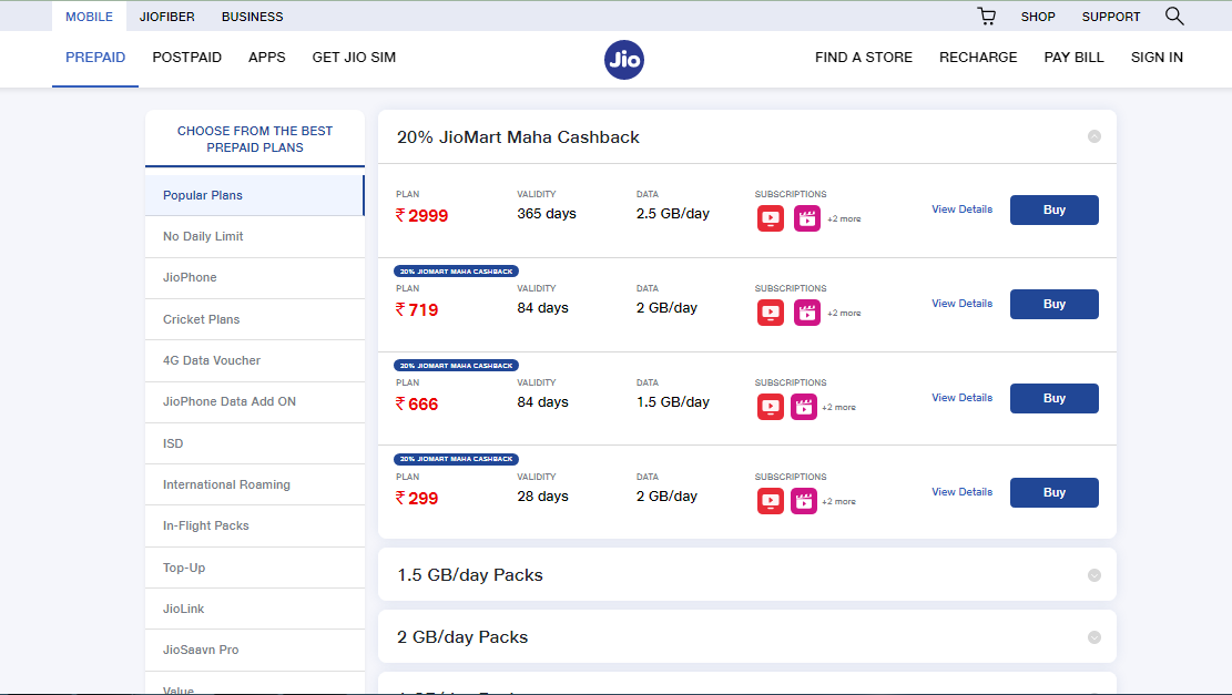 Jio Recharge Online Enjoy Cashback On Every Recharge Above Rs 200