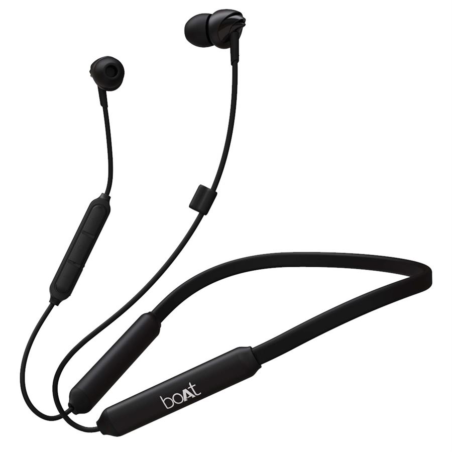 Buy boAt 100 Wireless OnNeck Bluetooth V50 Earphones with Flexible Lightweight DesignUpto 30 Hours Battery Time IPX 4 Sweat and Water Resistance Integrated Controls with inBuilt micActive Black at Bes...