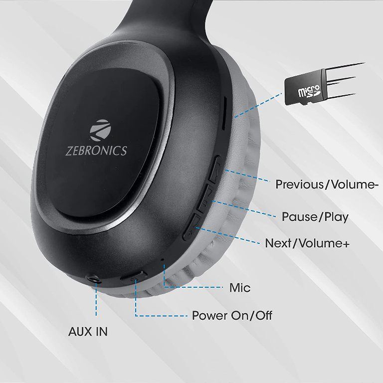 Buy Zebronics Zeb Paradise Wireless BT Headphone Comes with 40mm