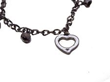 Black Silver Color Heart Design ladies Chain Bracelet for Casual  9 to 5 Collection