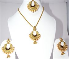 Long Necklace Jewellery Set with Earrings and Tikka for Girls and Women